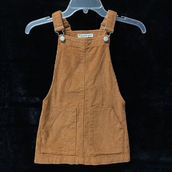 Hippie girl Brown Overall  Dress Sz 7 - Picture 1 of 6